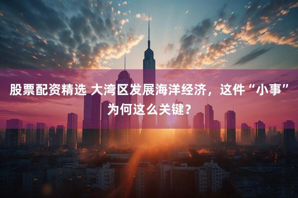 股票配资精选 大湾区发展海洋经济，这件“小事”为何这么关键？